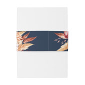 Elegante Navy Blue Boho Chic Bloemen Huwelijk Uitnodigingen Wikkel (Achterkant Voorbeeld)