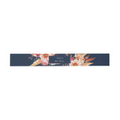 Elegante Navy Blue Boho Chic Bloemen Huwelijk Uitnodigingen Wikkel (Vlak)