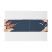Elegante Navy Blue Boho Chic Bloemen Huwelijk Uitnodigingen Wikkel (Achterkant Voorbeeld)