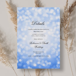 Elegante Navy Blue Bokeh Lights Wedding Details Informatiekaartje