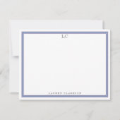 Elegante Navy Blue Border Monogram briefpapier Kaart (Voorkant)