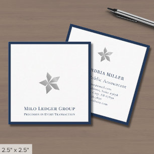 Elegante Navy Blue Border Square Visitekaartje