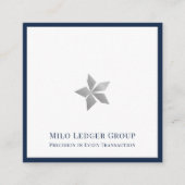 Elegante Navy Blue Border Square Visitekaartje (Voorkant)