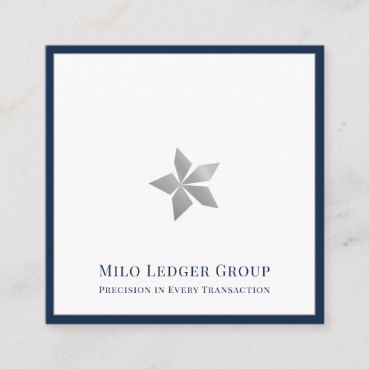 Elegante Navy Blue Border Square Visitekaartje (Voorkant)