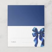 Elegante Navy Blue Bow Vrijgezellenfeest Tafel Plaatskaartje (Buitenkant ongevouwen)