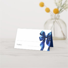 Elegante Navy Blue Bow Vrijgezellenfeest Tafel Plaatskaartje