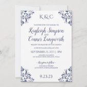 Elegante Navy Blue bruiloft uitnodigingen |  (Voorkant)