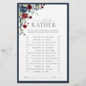 Elegante Navy Blue Burgundy Bruiloftsspellen (Voorkant)