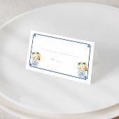 Elegante Navy Blue Burnt Sinaasappel Fall Wedding  Plaatskaartje