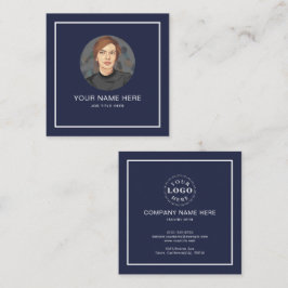 Elegante Navy Blue Calling Card met wit script Contactkaartje
