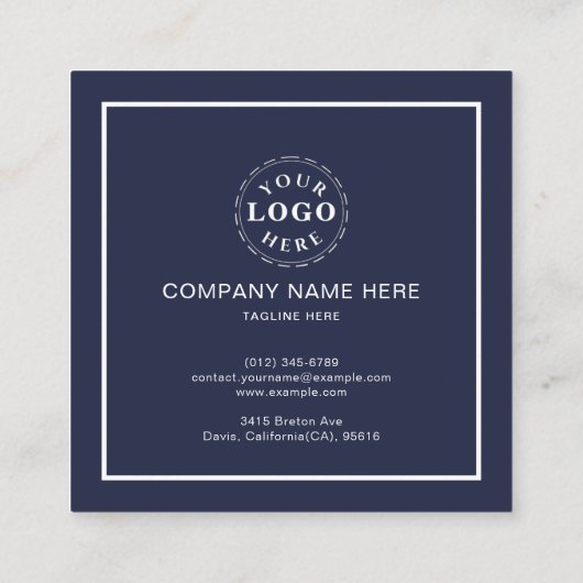 Elegante Navy Blue Calling Card met wit script Contactkaartje (Achterkant)