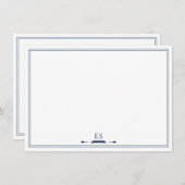 Elegante Navy Blue Chic Initiaal Monogram Notitiekaartje (Voorkant / Achterkant)