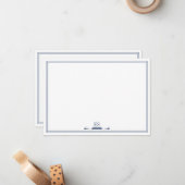 Elegante Navy Blue Chic Initiaal Monogram Notitiekaartje (Voorkant / Achterkant in situ)