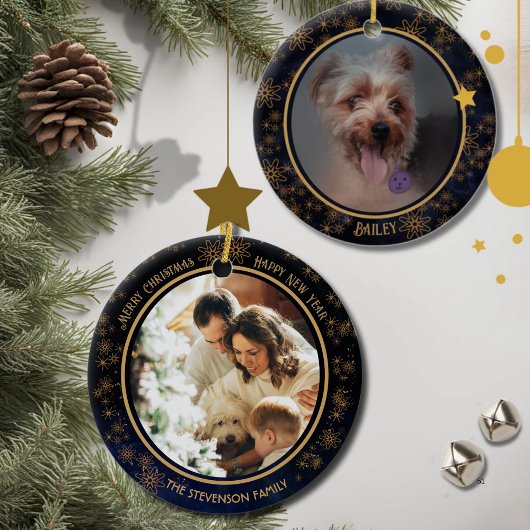 Elegante Navy Blue Christmas 2 foto Keramisch Ornament