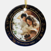 Elegante Navy Blue Christmas 2 foto Keramisch Ornament (Voorkant)