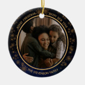 Elegante Navy Blue Christmas 2-zijdig Ornament (Voorkant)