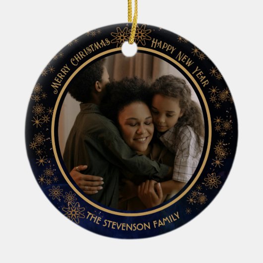 Elegante Navy Blue Christmas 2-zijdig Ornament (Voorkant)