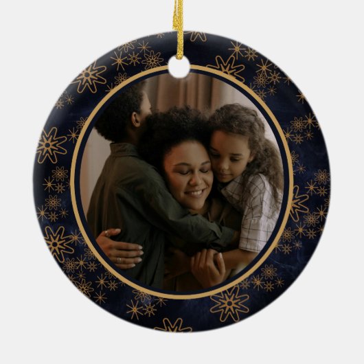 Elegante Navy Blue Christmas 2-zijdig Ornament (Achterkant)