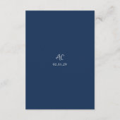 Elegante Navy Blue Clean bruiloft Informatiekaartje (Achterkant)
