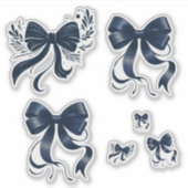 Elegante Navy Blue Coquette Strikjes Sticker (Voorkant)