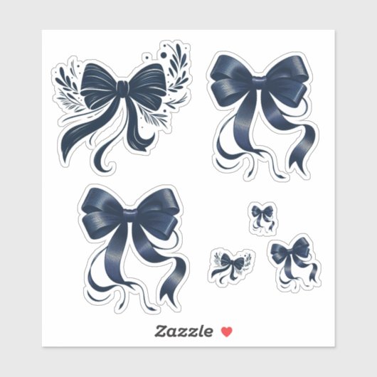 Elegante Navy Blue Coquette Strikjes Sticker (Vel)