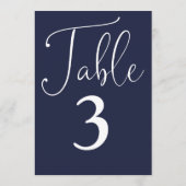 Elegante Navy Blue Eenvoudig Grote Tafel Nummer Kaart (Achterkant)