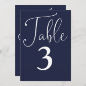 Elegante Navy Blue Eenvoudig Grote Tafel Nummer Kaart (Voorkant / Achterkant)