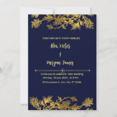 Elegante Navy Blue en Gold bruiloft uitnodiging (Voorkant)