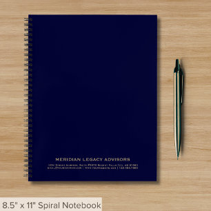Elegante Navy Blue en Gold Business Spiraal Notitieboek