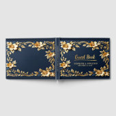 Elegante Navy Blue en Gold metallic Classic Gastenboek (Volledig)