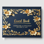 Elegante Navy Blue en Gold metallic Classic Gastenboek (Voorkant)