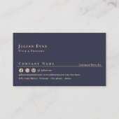 Elegante Navy Blue en Gold Shiny Scannable QR-code Visitekaartje (Achterkant)
