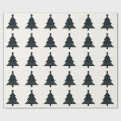 Elegante Navy Blue en Green Plaid kerstboom Cadeaupapier (Vlak)