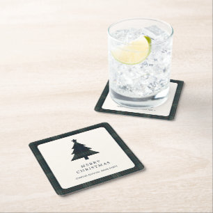 Elegante Navy Blue en Green Plaid kerstboom Kartonnen Onderzetters