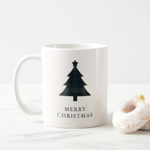 Elegante Navy Blue en Green Plaid kerstboom Koffiemok