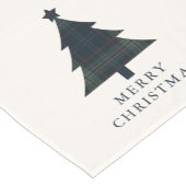 Elegante Navy Blue en Green Plaid kerstboom Korte Tafelloper (Hoek)