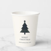 Elegante Navy Blue en Green Plaid kerstboom Papieren Bekers (Voorkant)