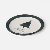 Elegante Navy Blue en Green Plaid kerstboom Papieren Bordje (Gekanteld)