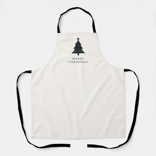 Elegante Navy Blue en Green Plaid kerstboom Schort (Voorkant)