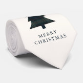 Elegante Navy Blue en Green Plaid kerstboom Stropdas (Opgerold)