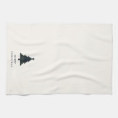 Elegante Navy Blue en Green Plaid kerstboom Theedoek (Horizontaal)