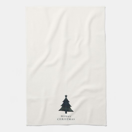 Elegante Navy Blue en Green Plaid kerstboom Theedoek (Verticaal)