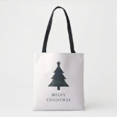 Elegante Navy Blue en Green Plaid kerstboom Tote Bag (Voorkant)