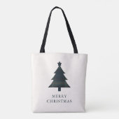 Elegante Navy Blue en Green Plaid kerstboom Tote Bag (Achterkant)