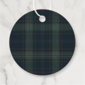 Elegante Navy Blue en Green Plaid Kerstmis Bedankjes Labels (Achterkant)