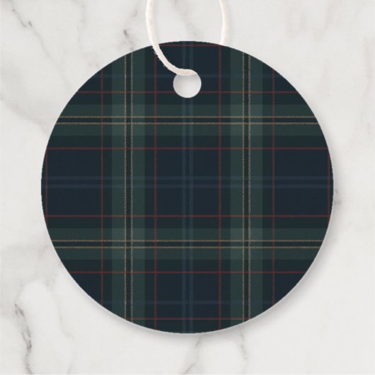 Elegante Navy Blue en Green Plaid Kerstmis Bedankjes Labels (Achterkant)