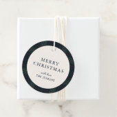 Elegante Navy Blue en Green Plaid Kerstmis Bedankjes Labels (In situ)