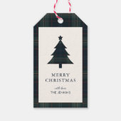 Elegante Navy Blue en Green Plaid Kerstmis Cadeaulabel (Voorkant)