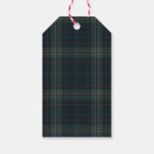 Elegante Navy Blue en Green Plaid Kerstmis Cadeaulabel (Achterkant)