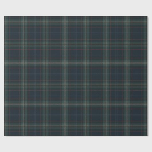 Elegante Navy Blue en Green Plaid Kerstmis Cadeaupapier (Vlak)